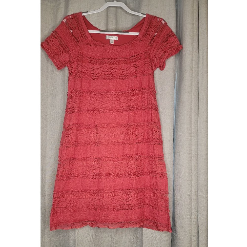 Dressbarn Red Lace Scoop neck dress Size 6
